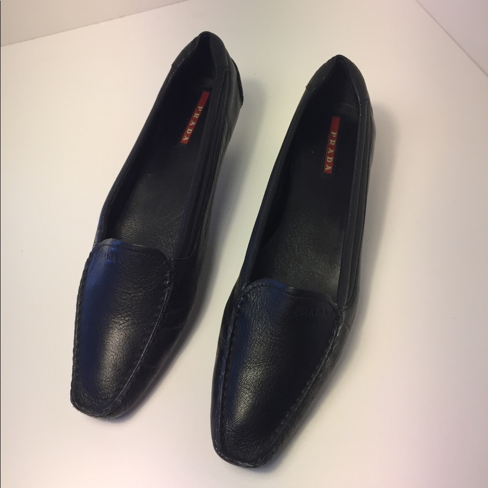 Prada kitten heel loafers